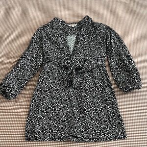 Boden black and white Floral Patterned tie waist dress